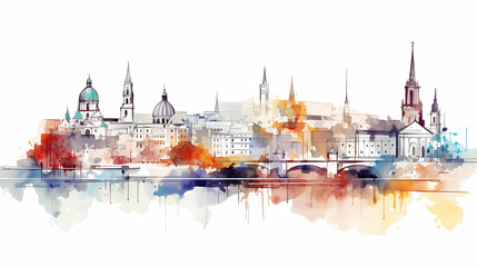 Illustration of beautiful view of Vienna, Austria - obrazy, fototapety, plakaty