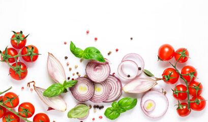 herbs and spices on white background food background