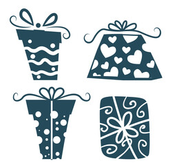 Gift boxes silhouettes