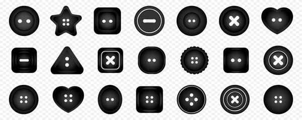 Sewing buttons template collection. Set of different sewing button. Vector sewing button mockup