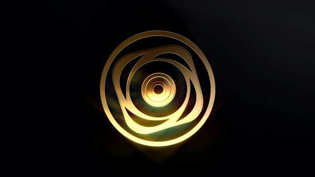 Golden circle business logo with glowing rotating animation