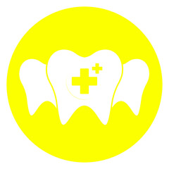yellow dentist heal and protect shield circle icon