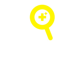 yellow dentist heal and magnifying glass icon