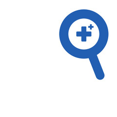 blue dentist heal and magnifying glass icon