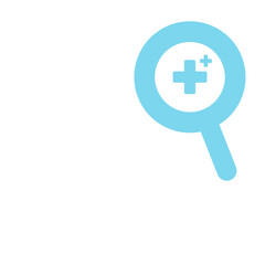 blue dentist heal and magnifying glass icon