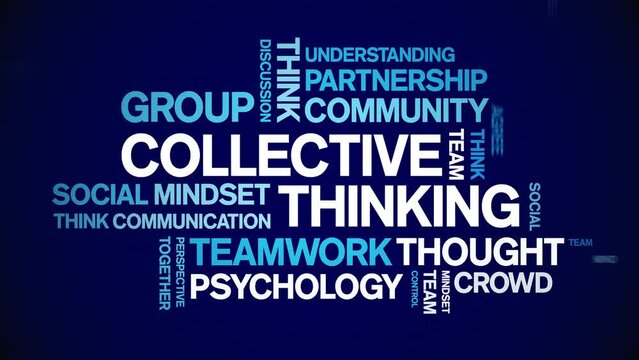 Collective Thinking animated tag word cloud;text design animation kinetic typography seamless loop.