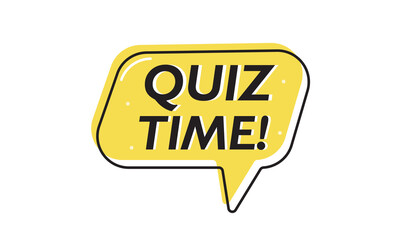 Quiz time comic speech bubble in pop art style. Comic speech. Dialog window. Yellow banner for sale. eps 10 vector
