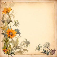 Background. Postcard. Landscape with wild flowers.