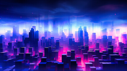 Obraz premium Abstract Neon City Twilight Hues