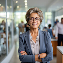 Office worker 50-60 years old, Spanish woman in a business suit