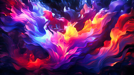 Neon Flames Ethereal Rise - obrazy, fototapety, plakaty