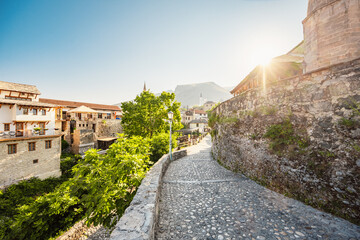 Historical Mostar Bridge known also as Stari Most or Old Bridge in Mostar, Bosnia and Herzegovina