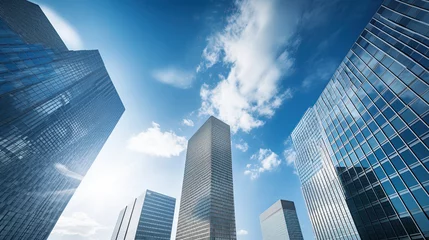 Zelfklevend Fotobehang Skyscape of a group of modern office buildings in the city of Barcelona © Sasint