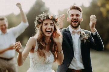 Happy wedding photo. Generate Ai