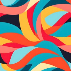 Geometric pattern design in Bauhaus style Popular abstract background red blue yellow colors Art shapes circles and squares Seamless pattern