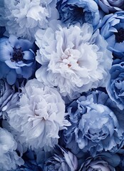 blue and white flowers with the words,'i love you'in black lettering on it - stock photo