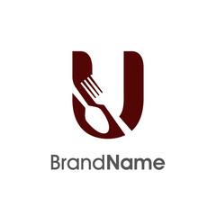 Initial U Spoon and Fork Logo