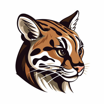 Esport vector logo ocelot on white background side view, ocelot icon, ocelot sticker, ocelot head, jaguar