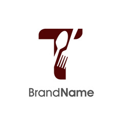 Initial T Spoon and Fork Logo