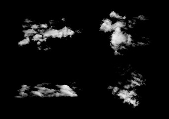 Pakiet białych chmur na czarnym tle, dym © markstudio2008