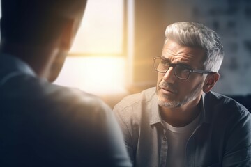 Man receiving counseling. Generate Ai