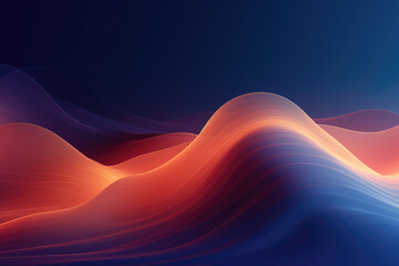 Orange waves glowing on dark blue backrgound wallpaper