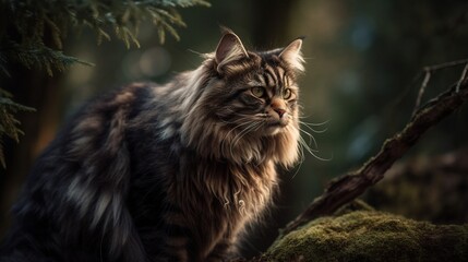 LaPerm Cat Explores Tree, A Glimpse of Curly-Coated Feline Adventure