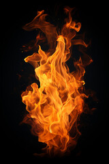 Fototapeta premium Burning fire flames on black background