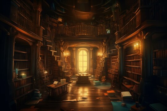Old library. Generate Ai