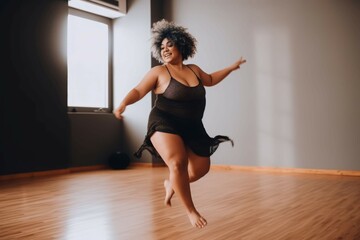 Plus size woman dance. Generate Ai