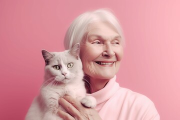 Senior woman cat. Generate Ai