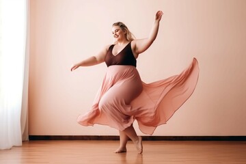 Plus size woman dance. Generate Ai