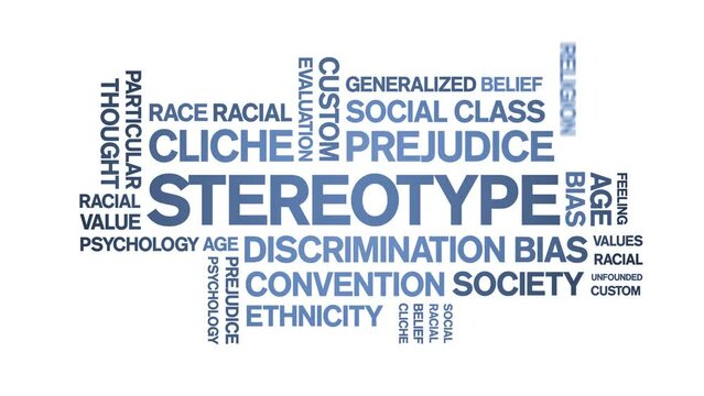 Stereotype animated tag word cloud;text design animation kinetic typography seamless loop.