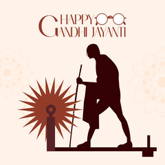 Happy Gandhi Jayanti and 2 October Celebration  vector, illustration, hand drawn creative design, Background, Banner, Poster, Greeting card 