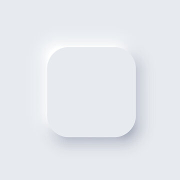 Neumorphism UI, square white button with shadow vector illustration. Abstract 3d skeuomorphic minimal soft button, digital design element of square shape, modern indicator