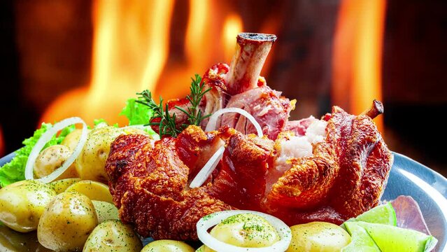 Braised pork knuckle with potatoes