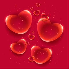 Glass Hearts Background