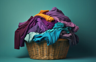 Domestic dirty basket laundry textile fabric heap cotton clothes clean pile background