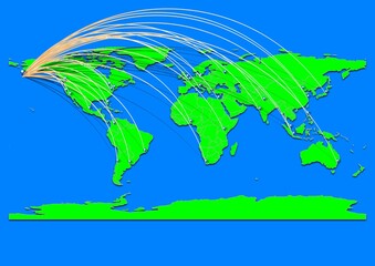 Vibrant Unalaska, United States of America map - Export concept map for Unalaska, United States of America on World map. Suitable for export concepts.