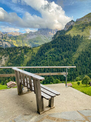 bench in the Switzerland&rsquo;s mountains