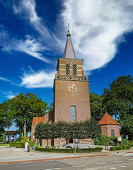 Tienray, Netherlands (Limburg) - July 9. 2023: Historical church in dutch village, pilgrimage site...
