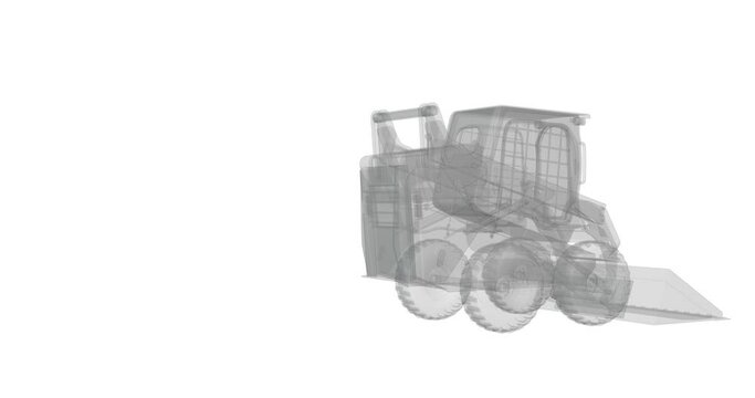 wheeled mini excavator, abstraction, 3d render
