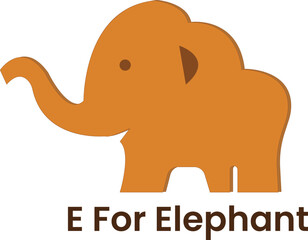 Cartoon elephant isolated on white background E for elephant