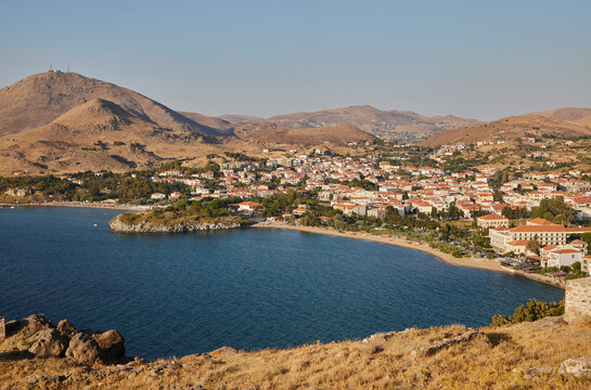 The port of Mirina on the island of Limnos in Greece. Many people make vacation here on the island. 