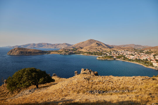 The port of Mirina on the island of Limnos in Greece. Many people make vacation here on the island. 