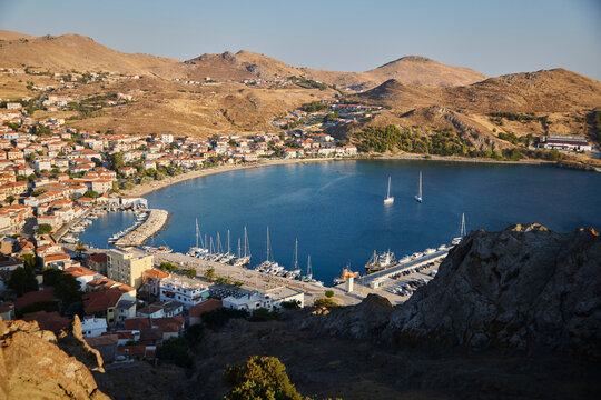 The port of Mirina on the island of Limnos in Greece. Many people make vacation here on the island. 