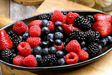 A Berry Medley: 4K Close-Up of Fresh Mixed Variety of Fruit Strawberries and Berries