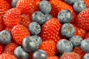 A Berry Medley: 4K Close-Up of Fresh Mixed Variety of Fruit Strawberries and Berries
