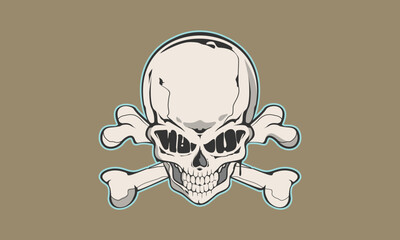 skull and crossbones with  melted eye illustration