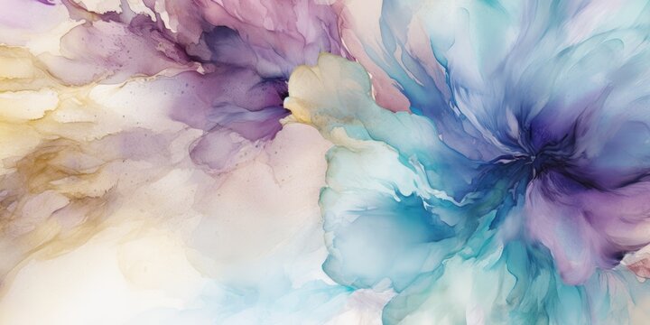 beautiful abstract turquoise purple beige watercolor floral design background. beautiful Generative AI AIG32